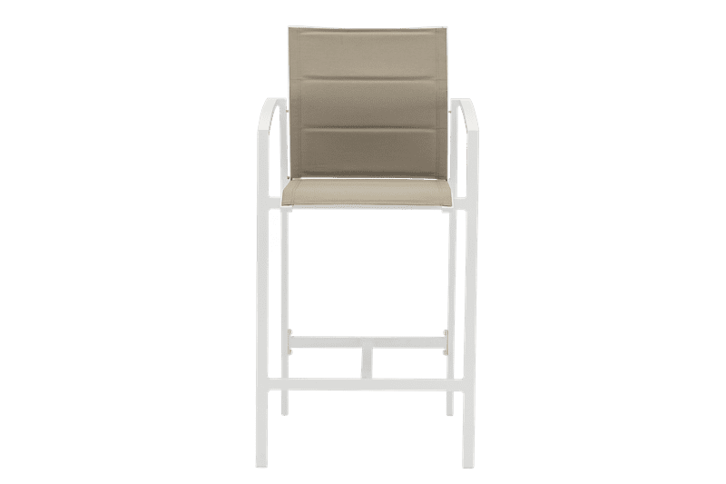 Sillón para barra de bar ORICK aluminio blanco y textil taupe