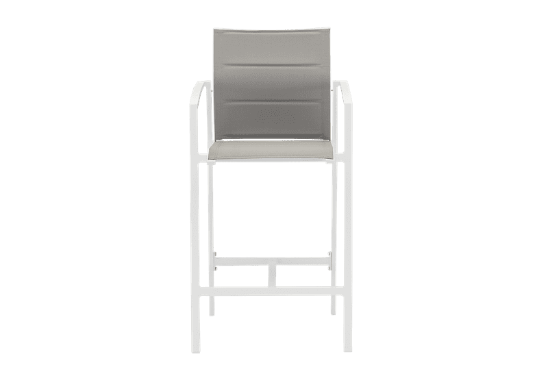 Sillón para barra de bar ORICK aluminio blanco y textilene gris