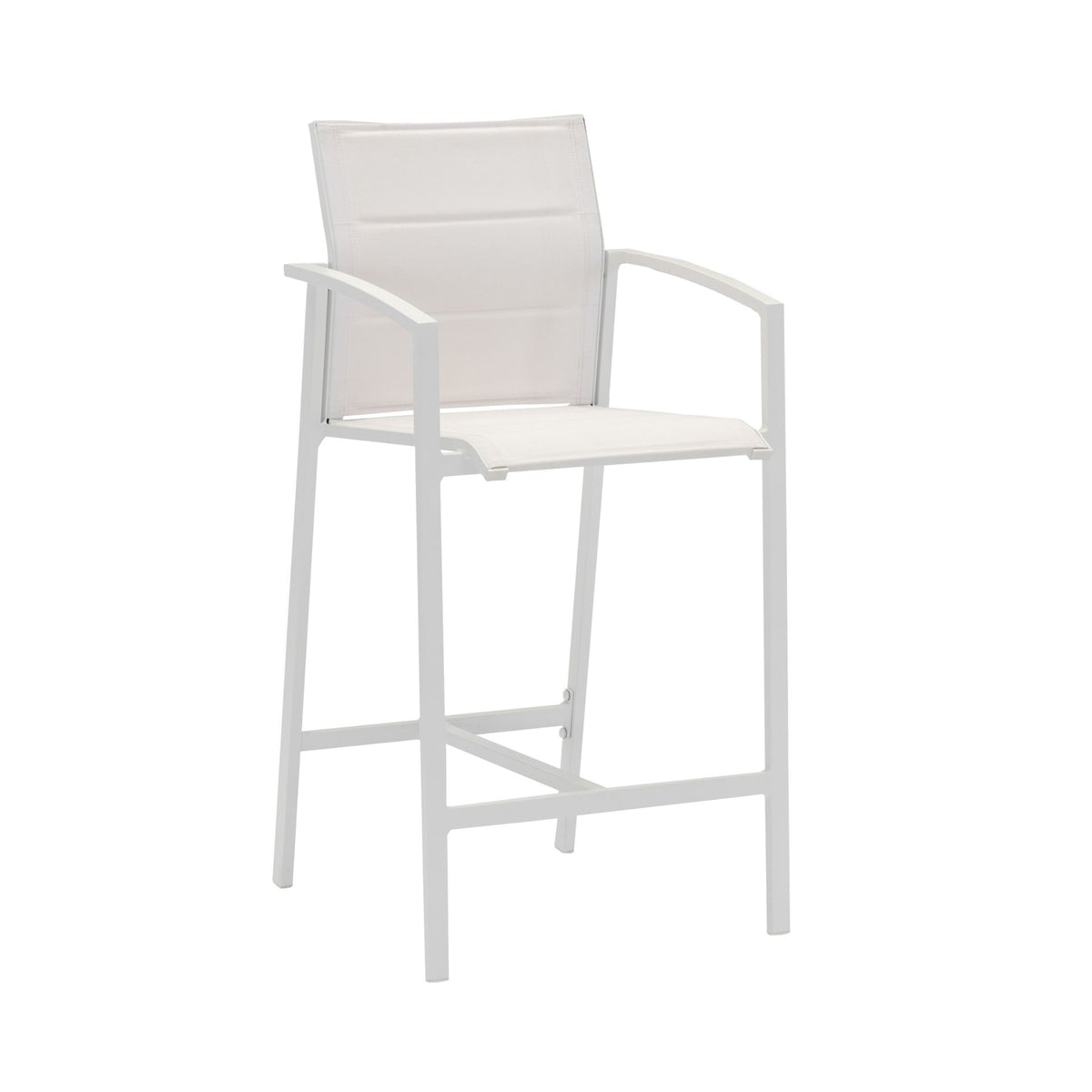 Sillón para barra de bar ORICK aluminio y textil blanco | KUBU #