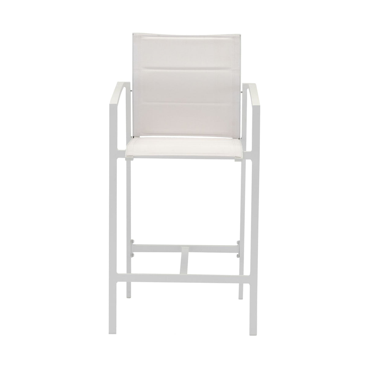 Sillón para barra de bar ORICK aluminio y textil blanco | KUBU #