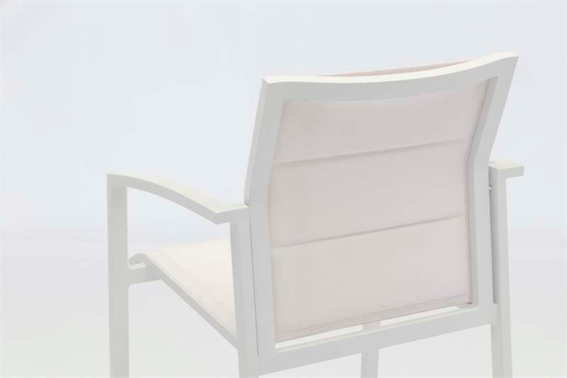 Sillón para barra de bar ORICK aluminio y textil blanco