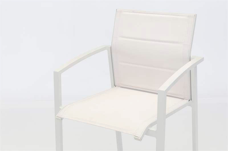 Sillón para barra de bar ORICK aluminio y textil blanco