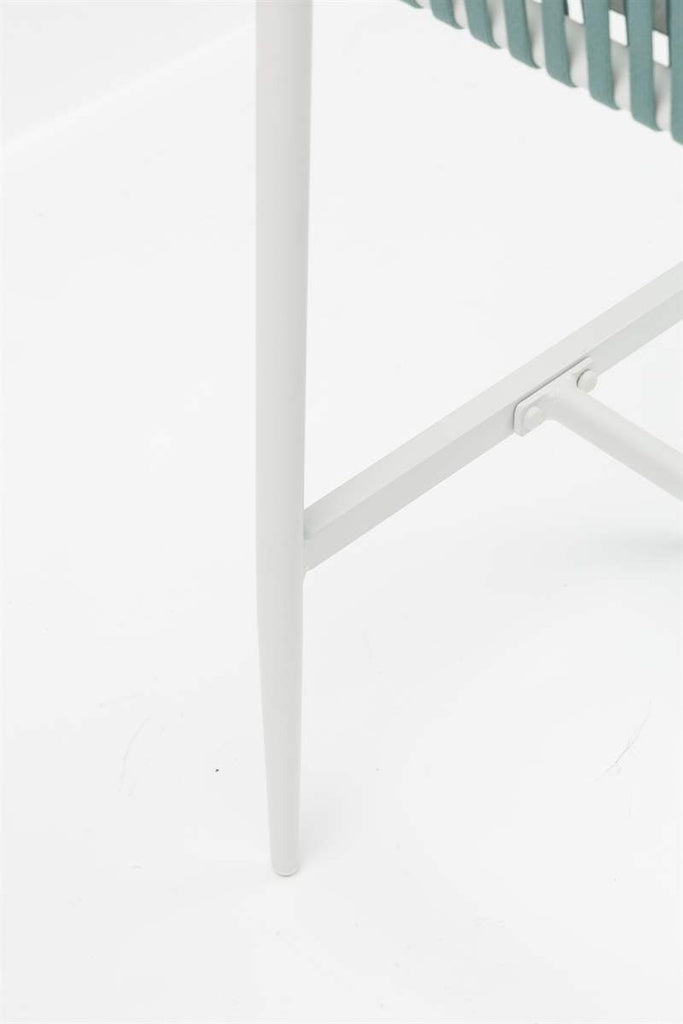 Sillón para barra de bar Ukiah aluminio blanco con cuerda aqua y cojín gris claro | Kubu #