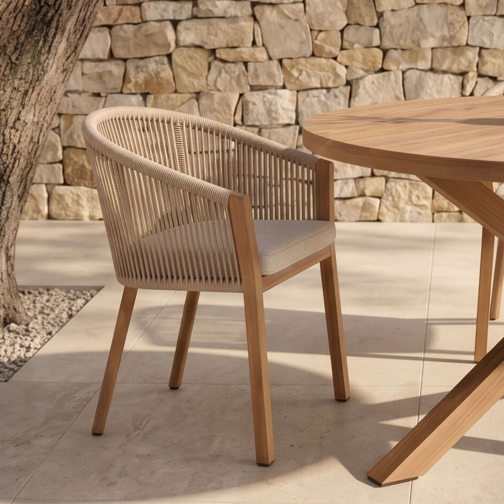 Silla Comedor Exterior Java 57x61x74,5cm | Efecto Teca | KUBU #