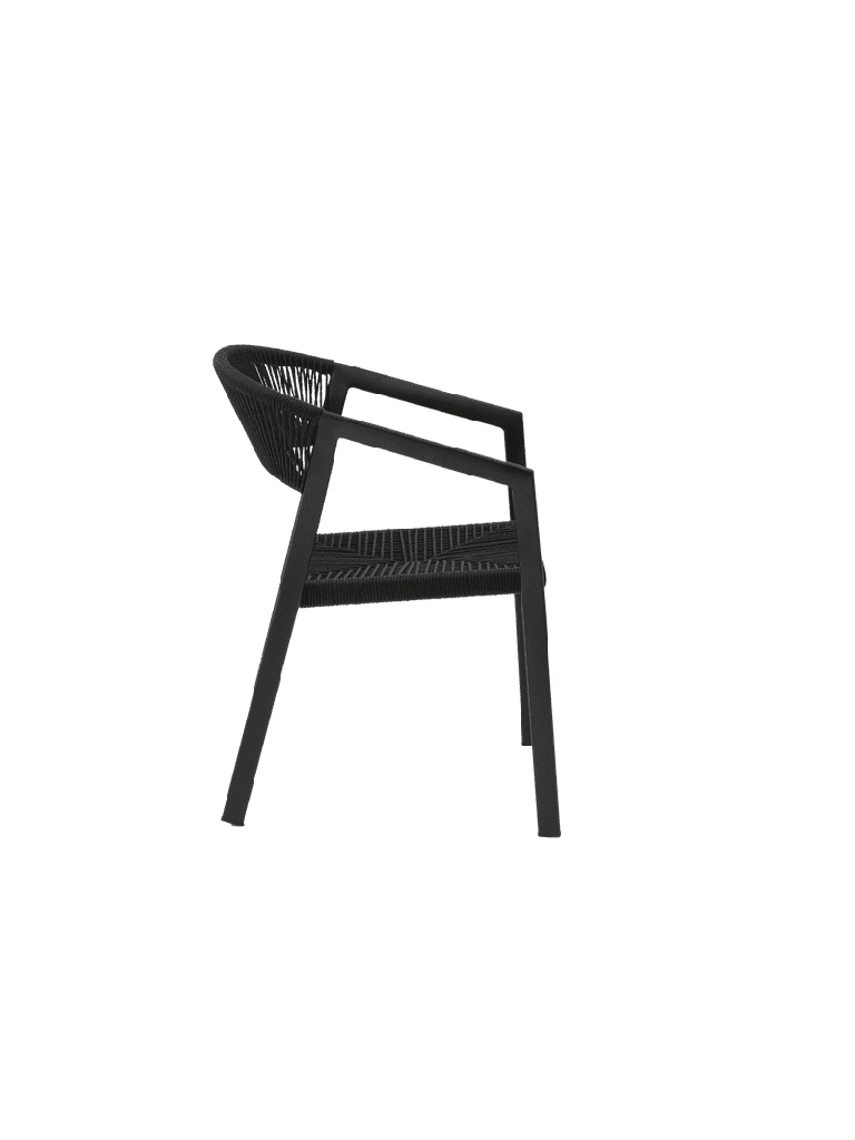 Silla con Brazos Exterior Appelton | Aluminio y Cuerda Negra | Kubu #