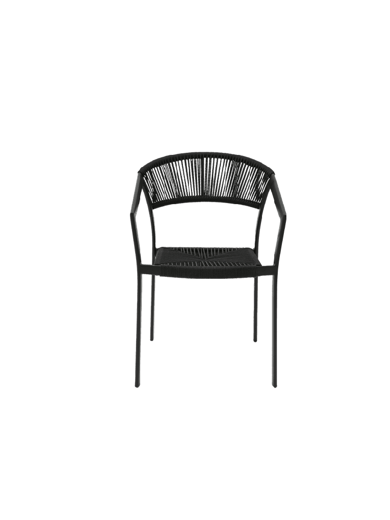 Silla con Brazos Exterior Appelton | Aluminio y Cuerda Negra | Kubu #