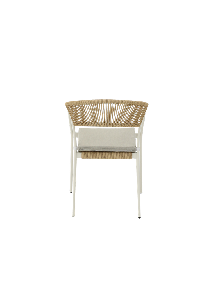 Silla con brazos Appelton aluminio blanco bone y trenzado natural | Kubu #