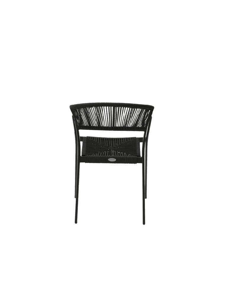 Silla con brazos Appelton aluminio negro y trenzado negro. | Kubu #