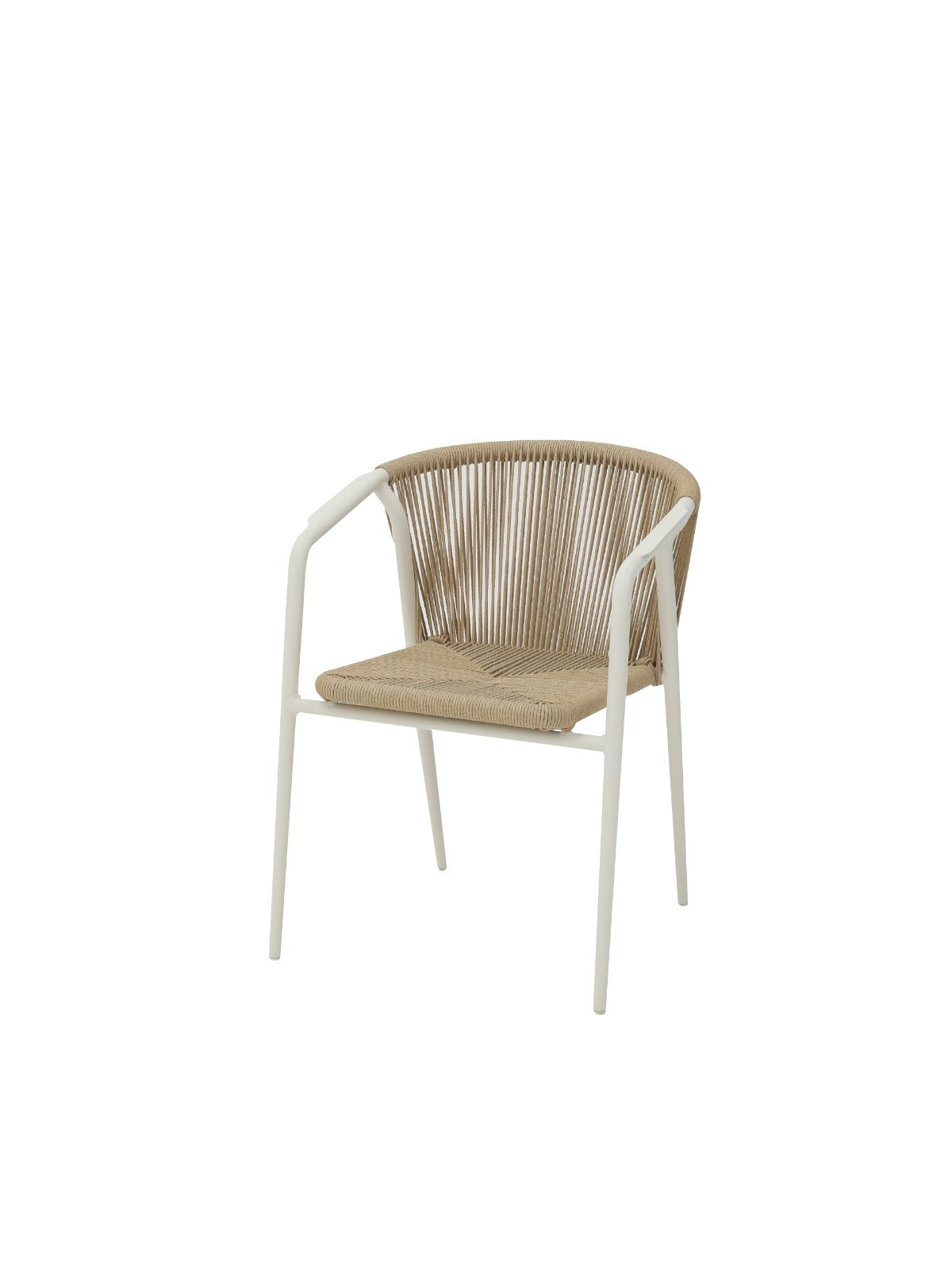 Silla con brazos Indiana aluminio blanco bone y trenzado natural. | Kubu #