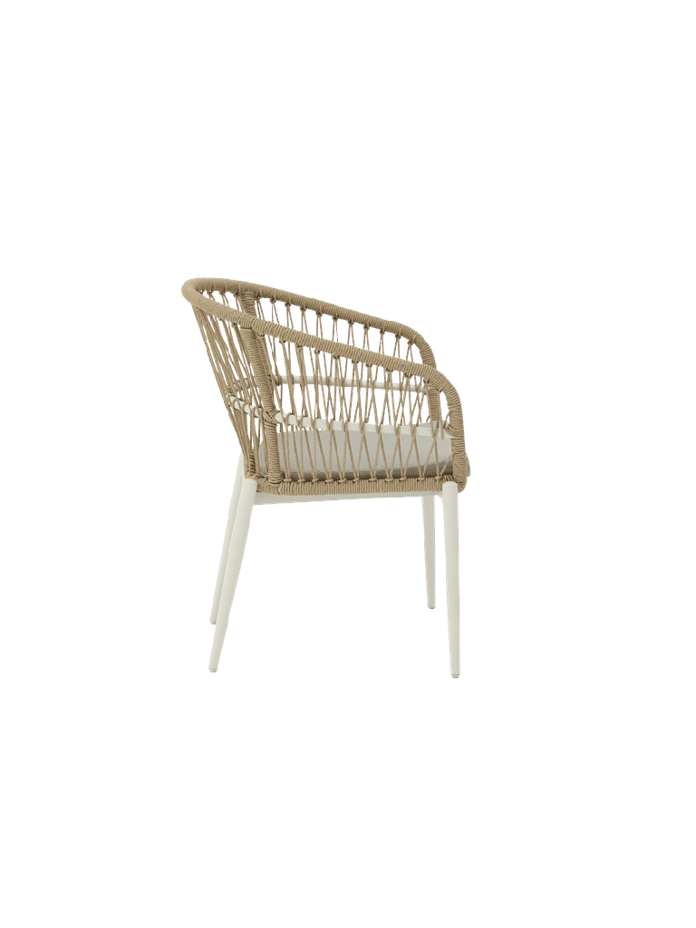 Silla con brazos Richmond aluminio blanco bone y trenzado natural | Kubu #