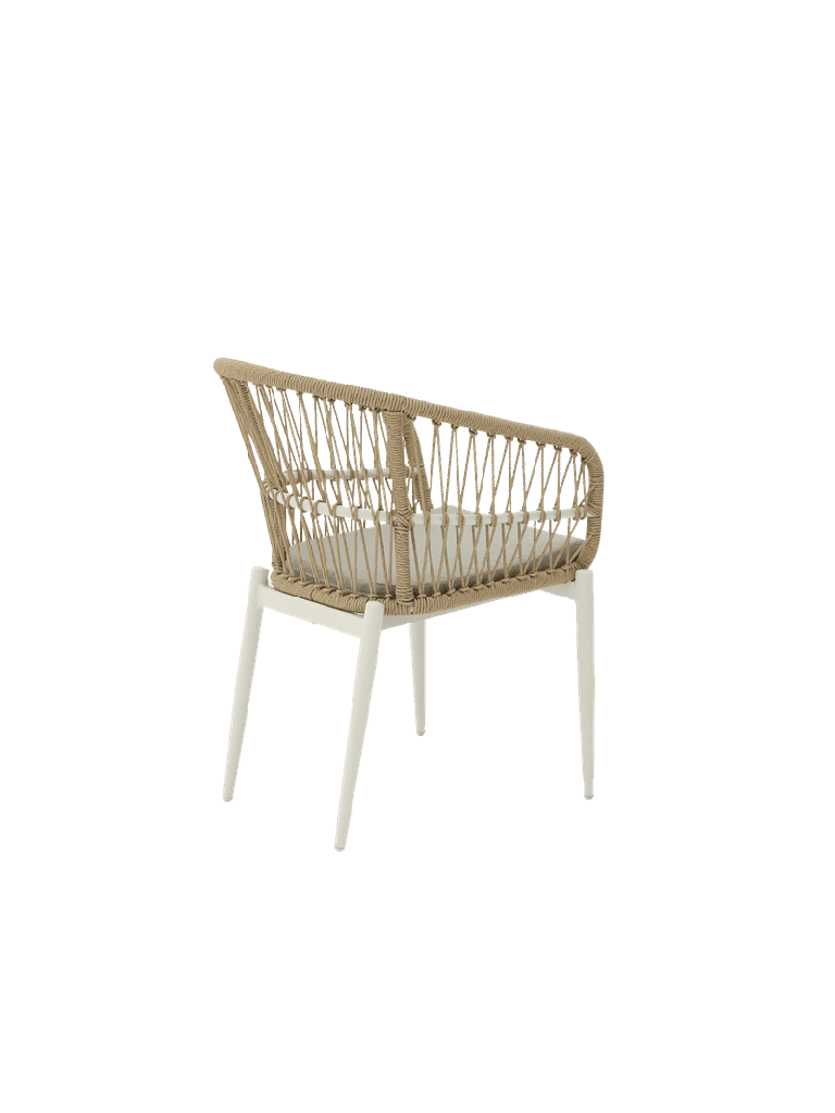 Silla con brazos Richmond aluminio blanco bone y trenzado natural | Kubu #