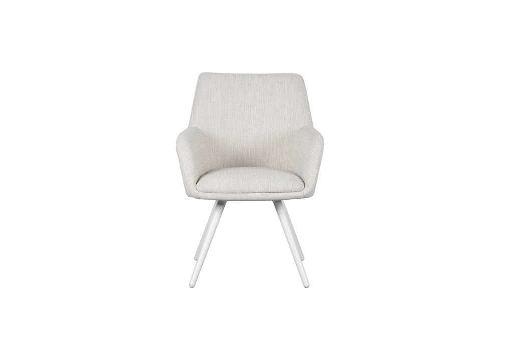Silla de Comedor Exterior Eren | Aluminio Blanco y Textil Beige | Kubu #