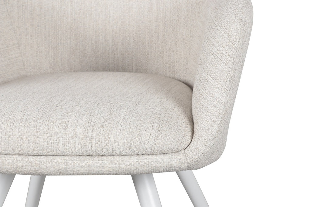 Silla de Comedor Exterior Eren | Aluminio Blanco y Textil Beige | Kubu #