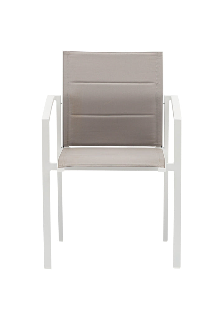 Silla de Comedor Exterior Orick | Aluminio Blanco y Textil Gris claro | Kubu #
