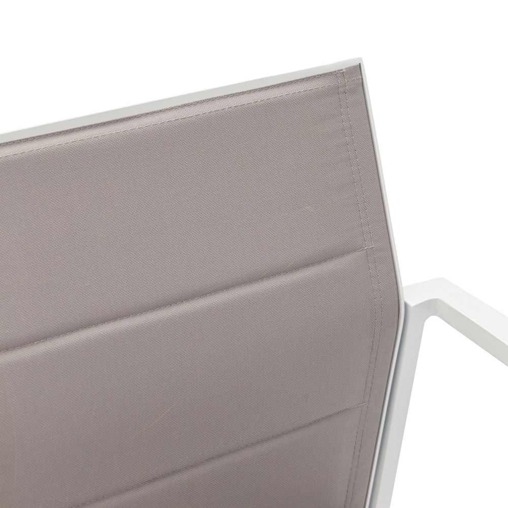 Silla de Comedor Exterior Orick | Aluminio Blanco y Textil Gris claro | Kubu #