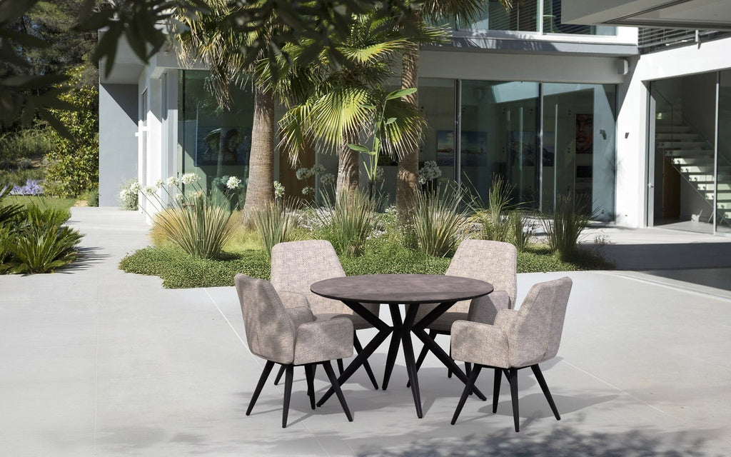 Silla de Comedor Giratoria Levin | Aluminio y Confort Beige | Kubu #