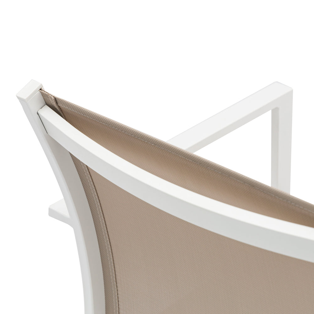 Silla de comedor Adin aluminio blanco y textilene taupe | Kubu #