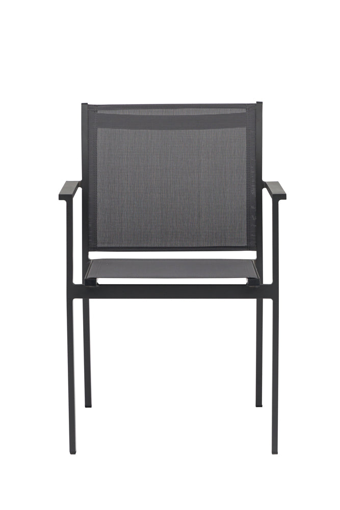 Silla de comedor Adin aluminio y textilene antracita | Kubu #