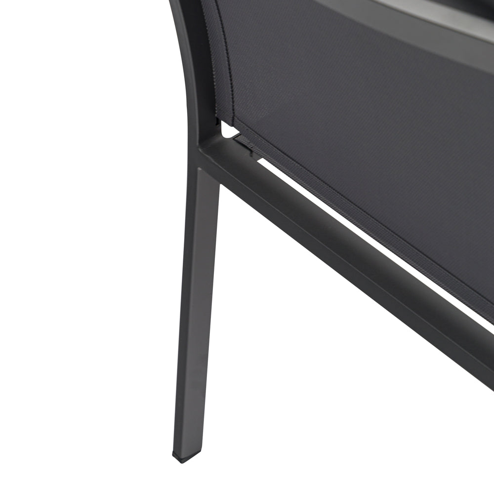 Silla de comedor Adin aluminio y textilene antracita | Kubu #
