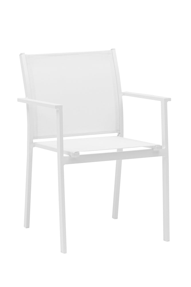 Silla de comedor Adin aluminio y textilene blanco | Kubu #