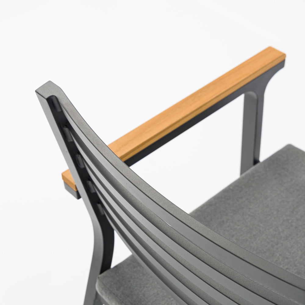 Silla de comedor Broome aluminio antracita y teca | KUBU #