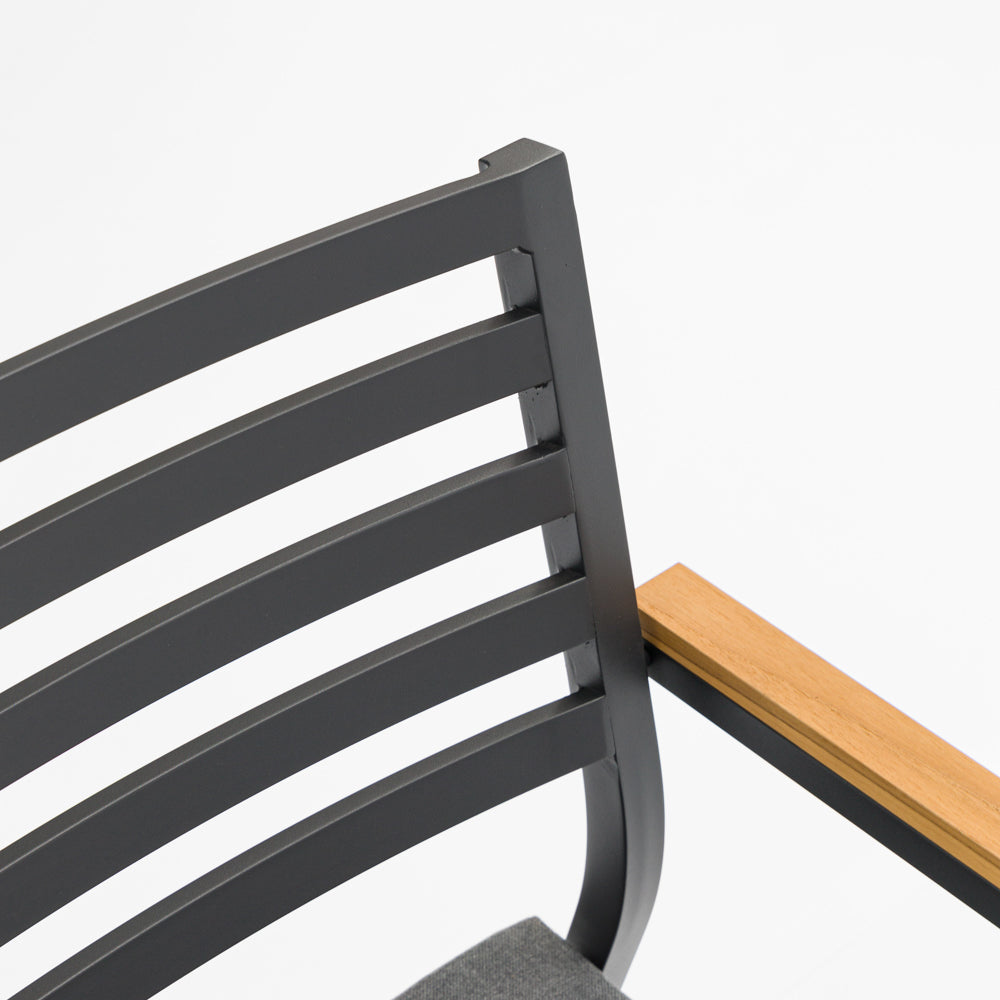 Silla de comedor Broome aluminio antracita y teca | KUBU #