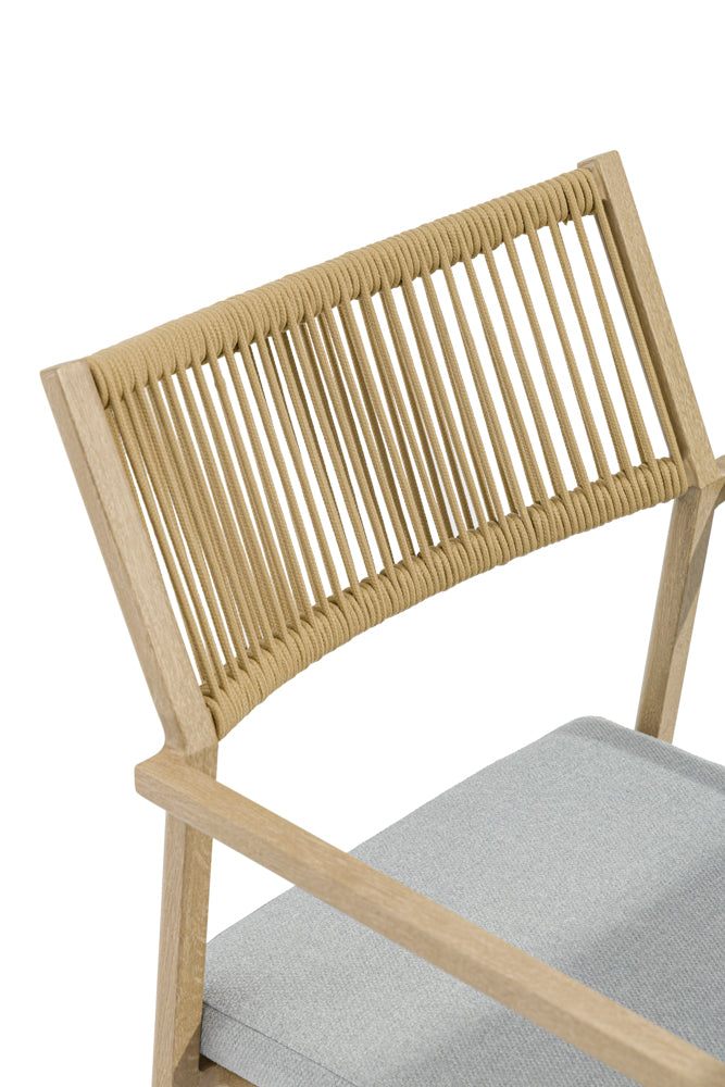 Silla de comedor Harmony aluminio efecto madera y cuerda natural. | Kubu #
