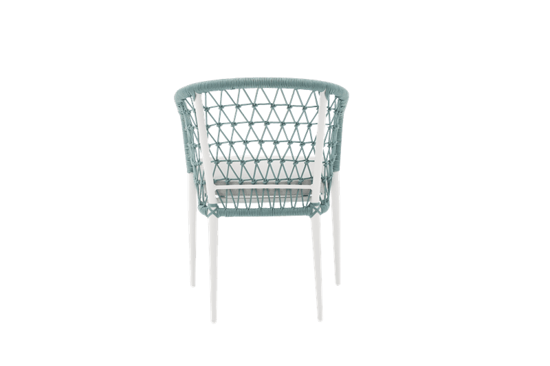 Silla de comedor Nelayan aluminio blanco cuerda aqua | Kubu #