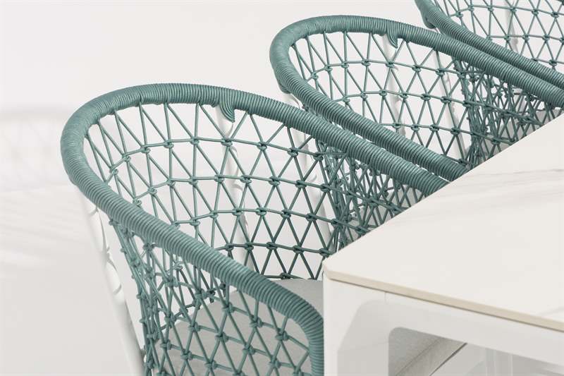 Silla de comedor Nelayan aluminio blanco cuerda aqua | Kubu #