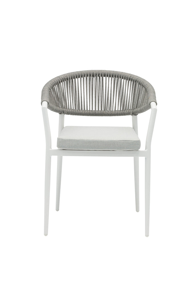 Silla de comedor Ross aluminio blanco con cojín gris claro | Kubu #