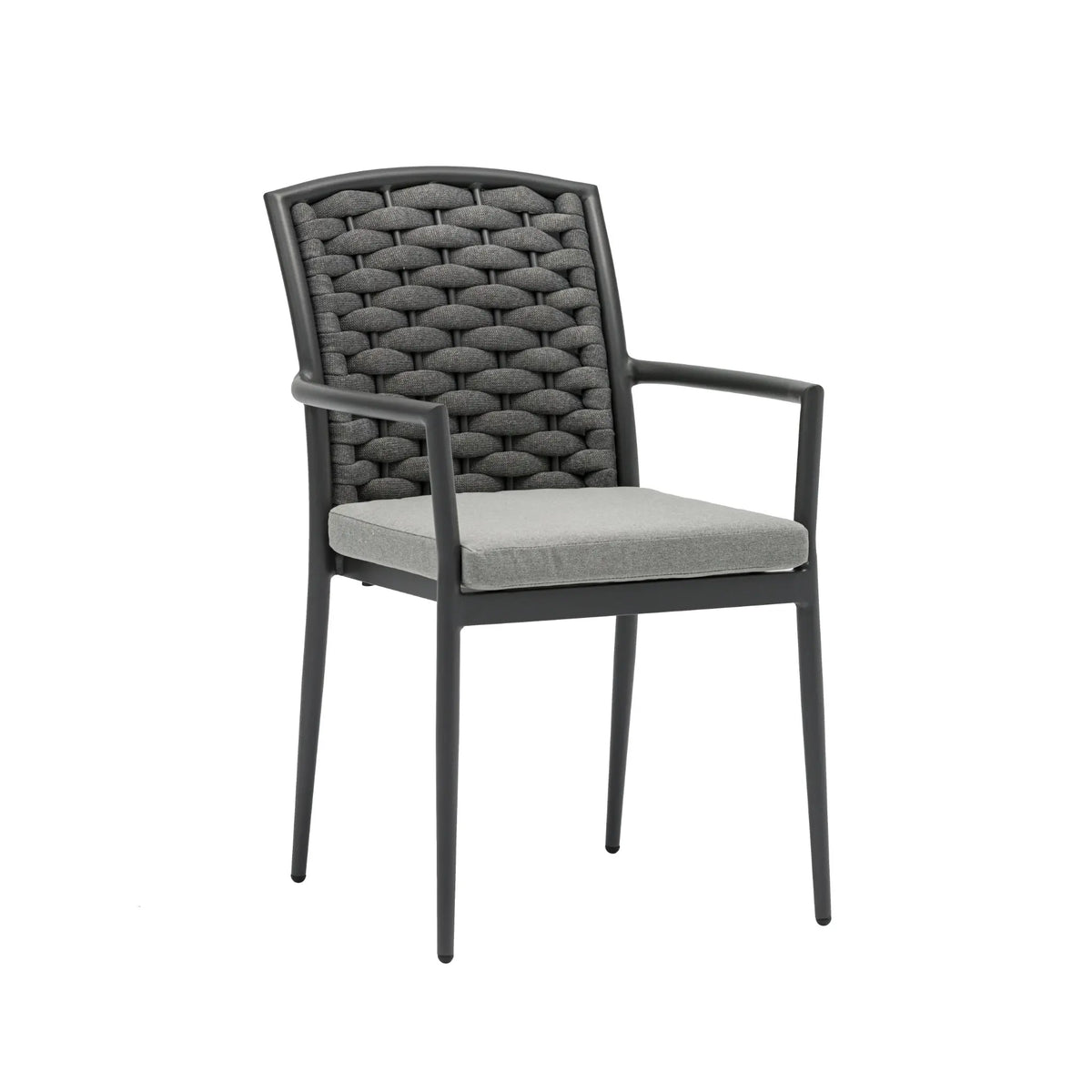 Silla de comedor Walga aluminio antracita cojín gris medio | KUBU #