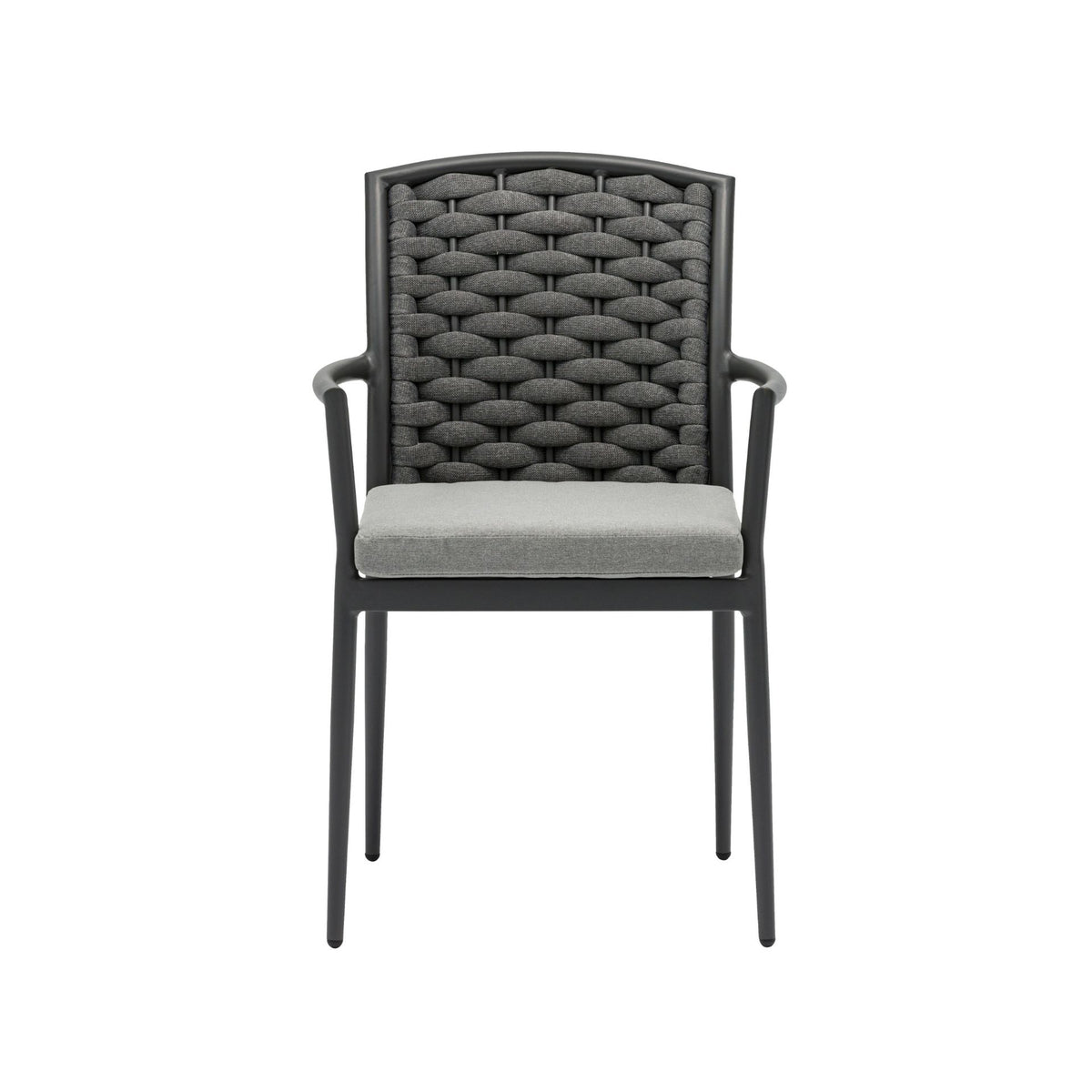 Silla de comedor Walga aluminio antracita cojín gris medio | KUBU #