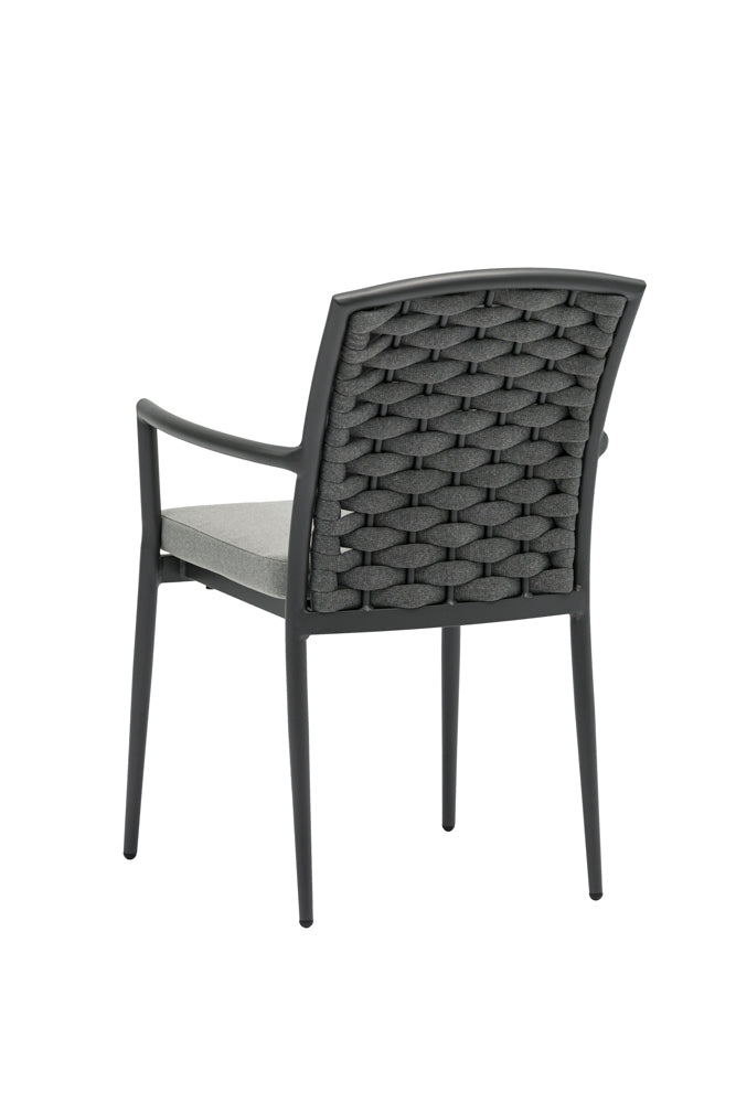 Silla de comedor Walga aluminio antracita cojín gris medio | Kubu #