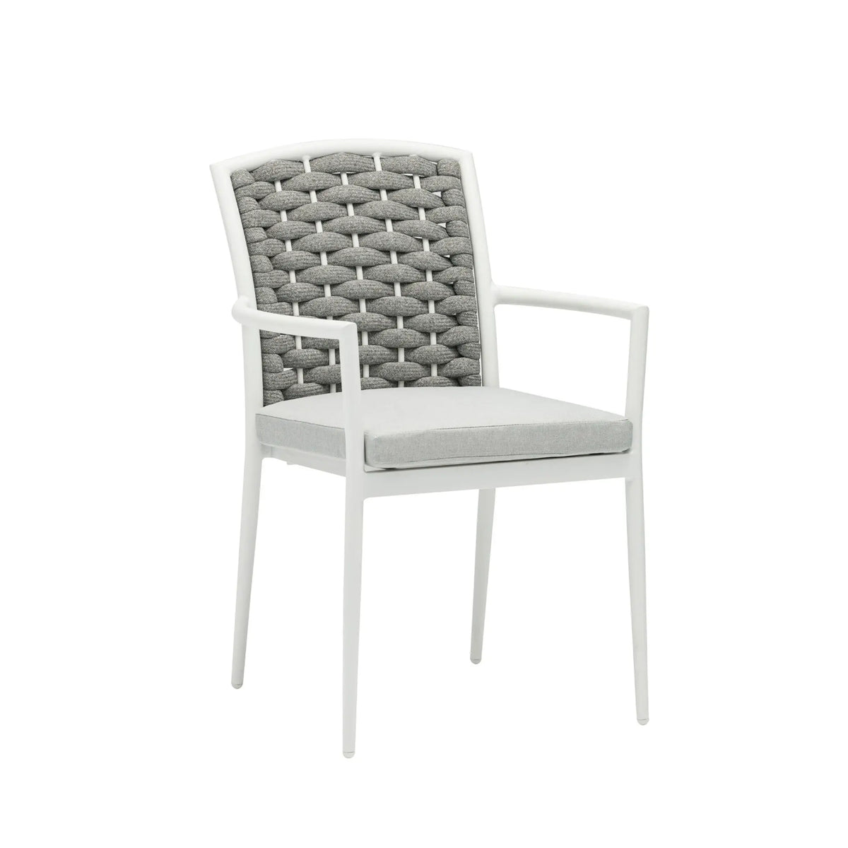 Silla de comedor Walga aluminio blanco cojín gris claro | KUBU #
