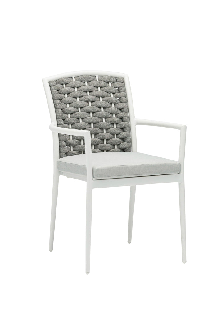 Silla de comedor Walga aluminio blanco cojín gris claro | Kubu #