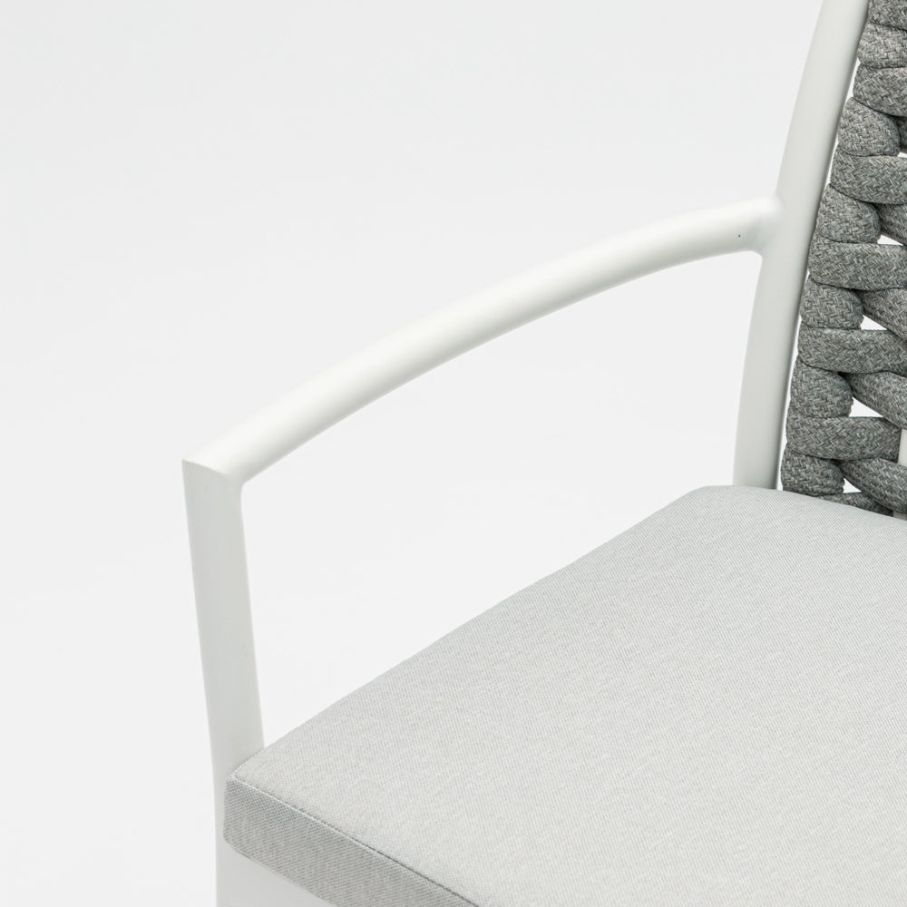 Silla de comedor Walga aluminio blanco cojín gris claro | Kubu #