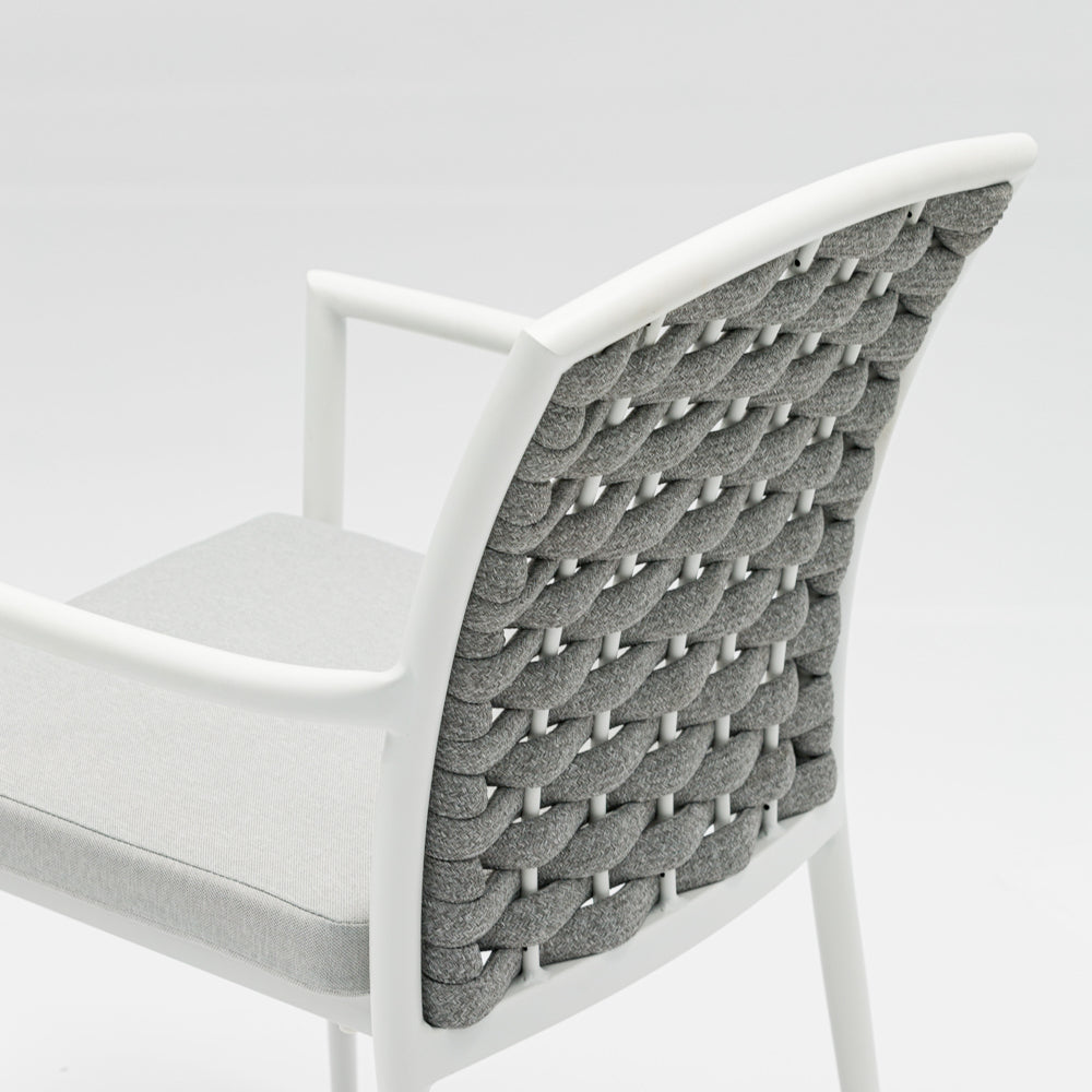 Silla de comedor Walga aluminio blanco cojín gris claro | Kubu #