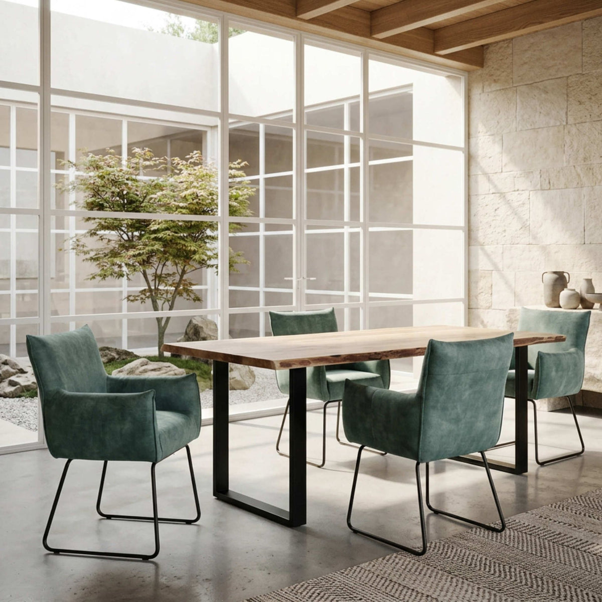 Silla de comedor con brazos Belmont Petrol | Elegancia y Confort | KUBU #