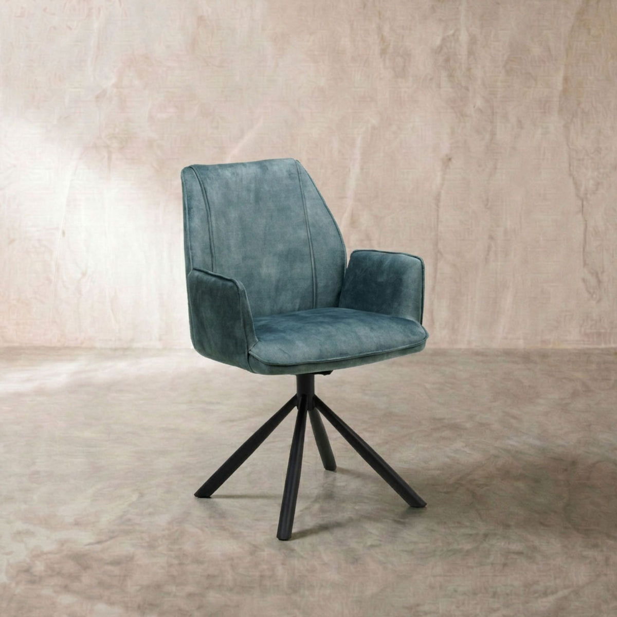 Silla de comedor con brazos Duncan Azul Petrol | Diseño Vanguardista | KUBU #