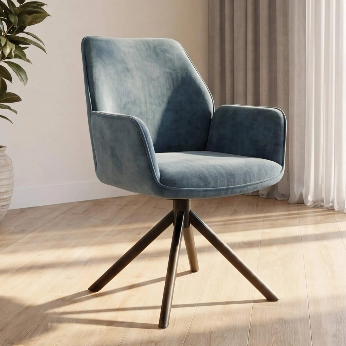 Silla de comedor con brazos Duncan Azul Petrol | Diseño Vanguardista | KUBU #