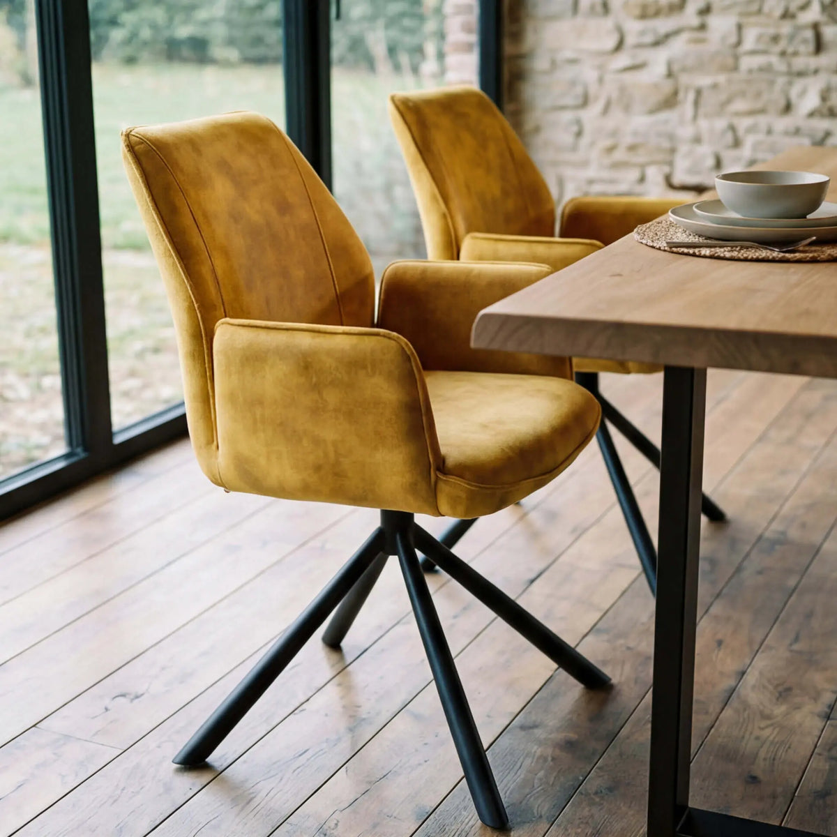 Silla de comedor con brazos Duncan Gold | Diseño Vanguardista | KUBU #