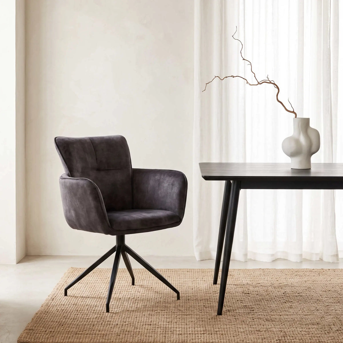 Silla de comedor con brazos Luxton Antracite | Kubu | KUBU #