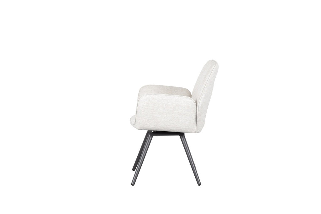 Silla de comedor giratoria Levin aluminio antracita textil beige. | Kubu #