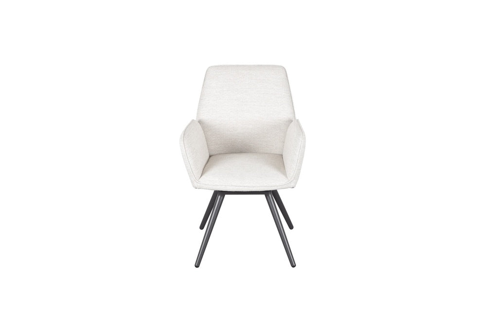 Silla de comedor giratoria Levin aluminio antracita textil beige. | Kubu #