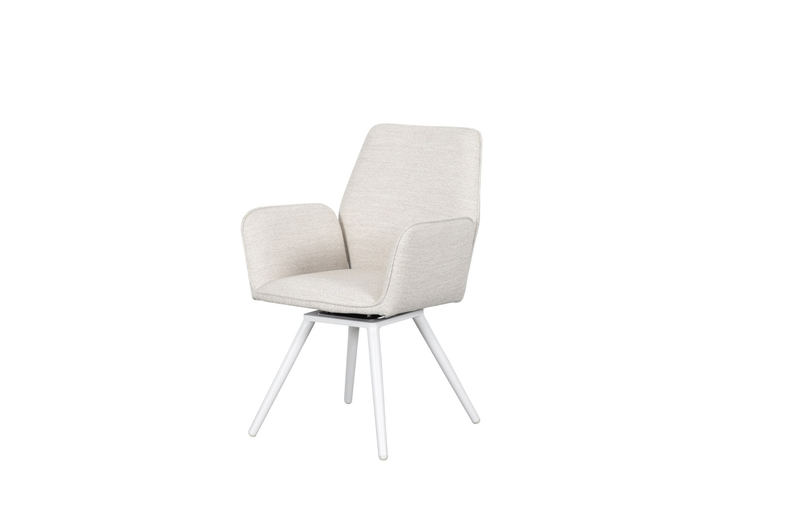Silla de comedor giratoria Levin aluminio blanco textil beige | Kubu #