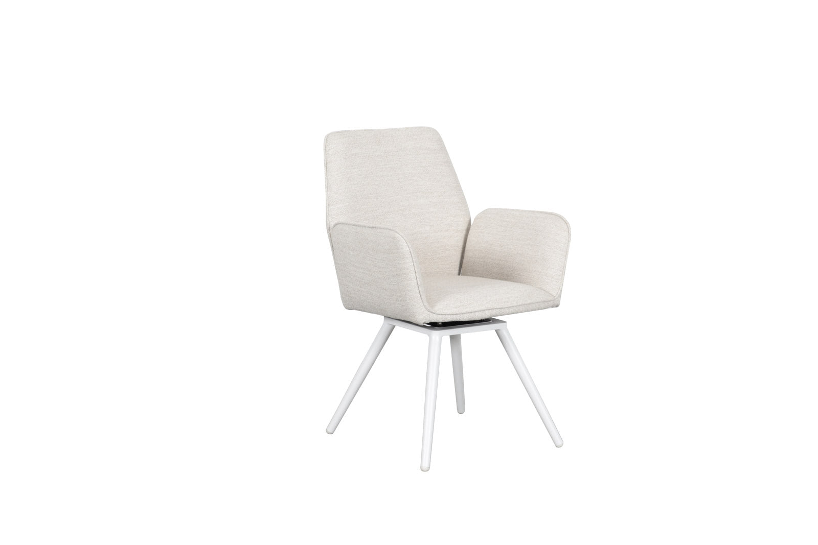 Silla de comedor giratoria Levin aluminio blanco textil beige | KUBU #