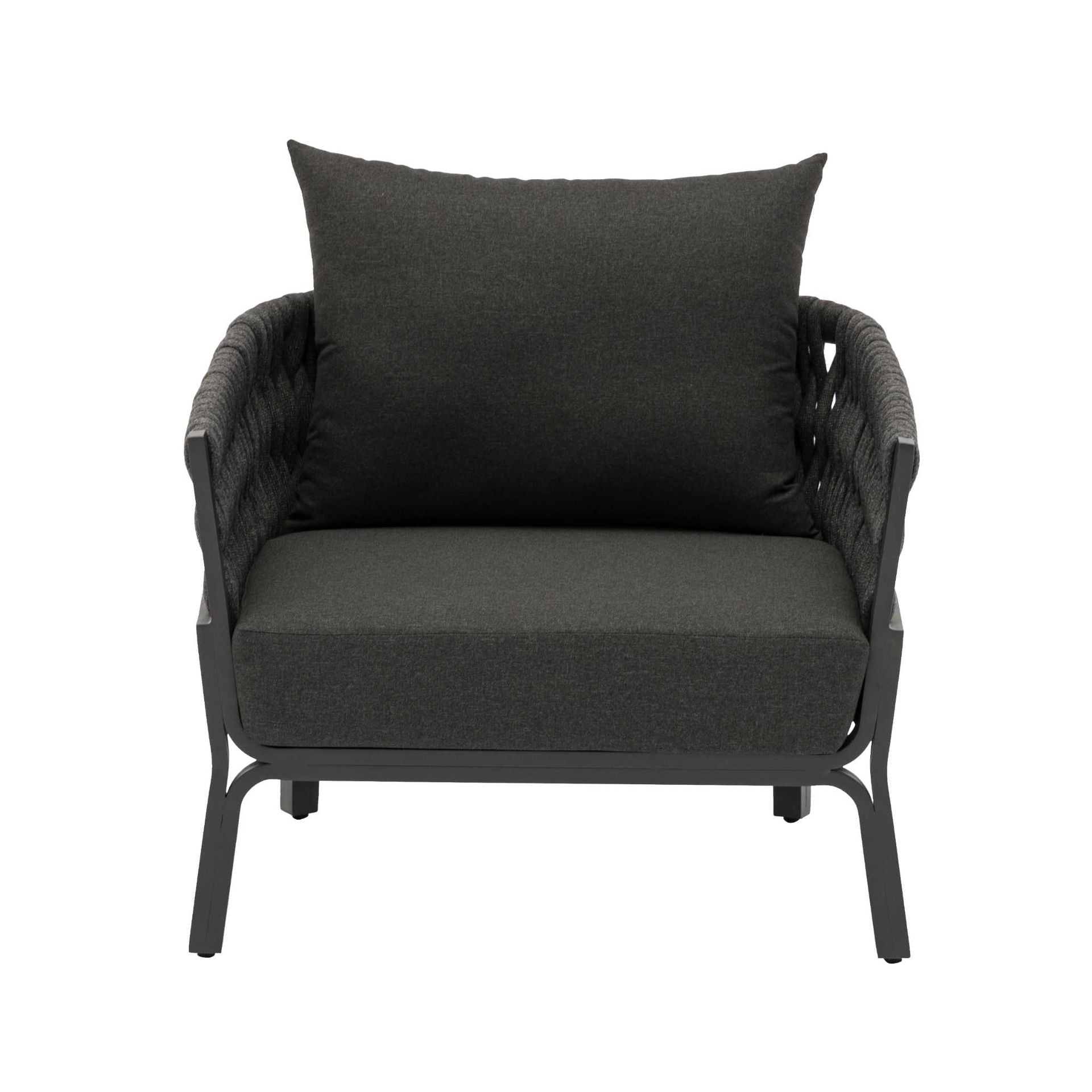 Sofá 1 plaza Anmore aluminio antracita textil antracita | Kubu #