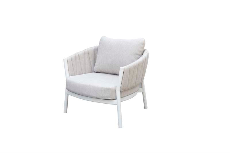 Sofá 1 plaza Attica aluminio blanco y textil gris claro | Kubu #