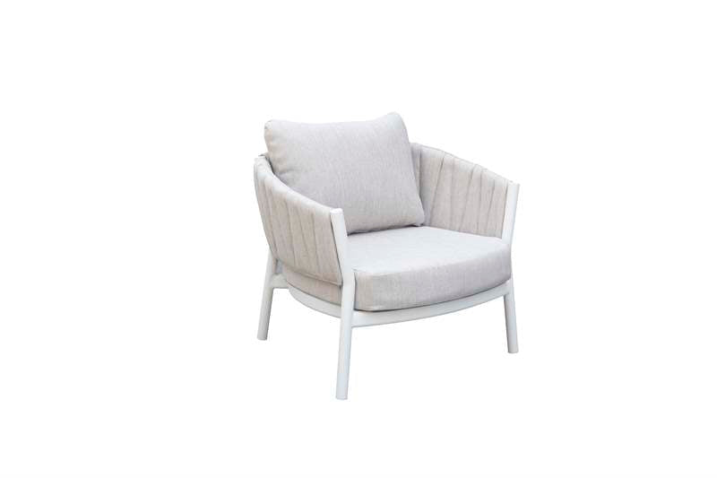 Sofá 1 plaza Attica aluminio blanco y textil gris claro | KUBU #