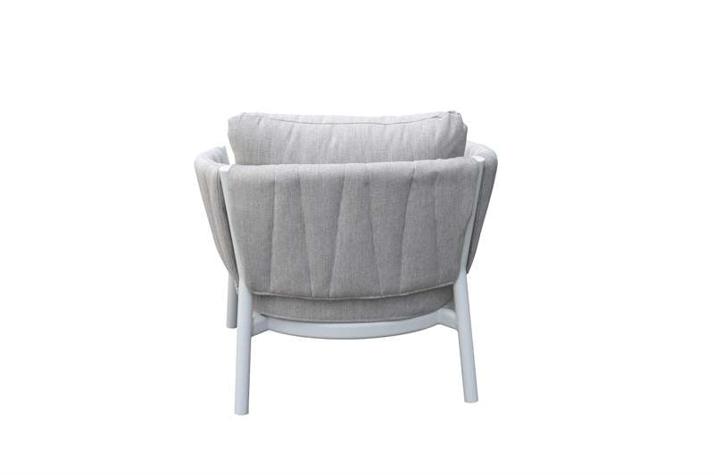 Sofá 1 plaza Attica aluminio blanco y textil gris claro | Kubu #